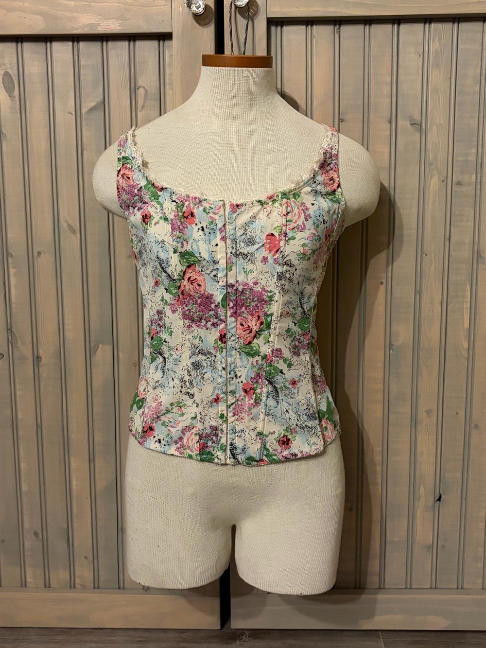 Floral Lace-Trim Corset Bustier